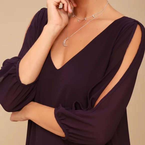 Lulus Shifting Dears Plum Dress Sz.Med NWT - Picture 4 of 10